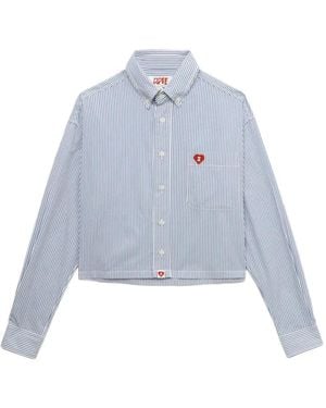 AAPE BY A BATHING AP Heart-Patch Striped Shirt - Blue