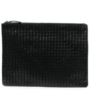 Dragon Diffusion Woven Leather Clutch Bag - Black