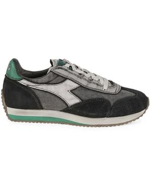 Diadora Equipe Dirty Sw Evo Distressed-Effect Paneled Sneakers - Gray