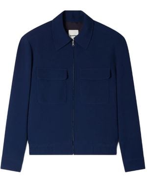 Sandro Textured Zip-Up Jacket - Blue