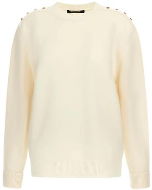 Roberto Cavalli Button-Embellished Wool Jumper - Natural