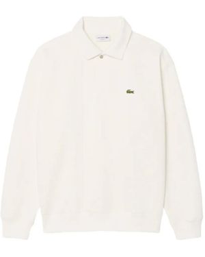 Lacoste Polo-Collar Piqué Sweatshirt - White