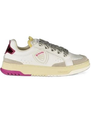 Blauer Colour-Block Lace-Up Sneakers - Blanc