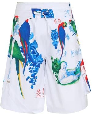 Amir Slama Parrot-Print Bermuda Shorts - Blue
