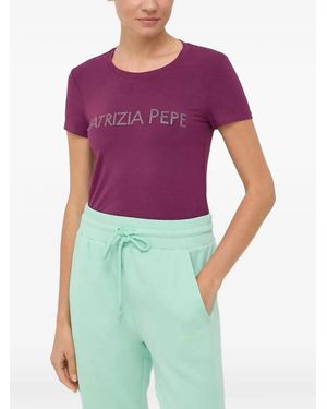 Patrizia Pepe Logo Slim-Tshirt - Purple