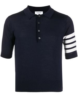 Thom Browne 4-Bar Short-Sleeved Polo Shirt - Blue