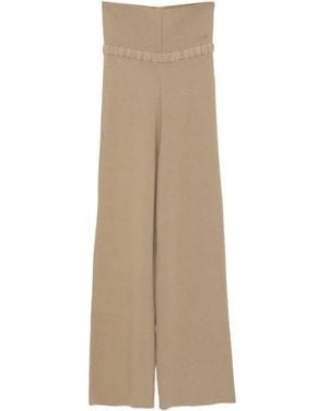 AYA MUSE Ribbed Knitted Trousers - Natural