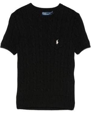 Polo Ralph Lauren Cable-Knit Logo-Embroidered Jumper - Black
