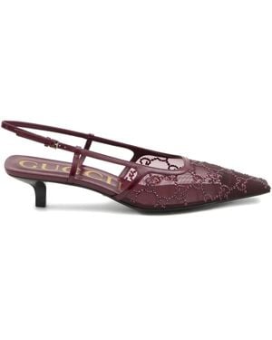 Gucci 35Mm Gg Crystal-Embellished Slingback Pumps - Red