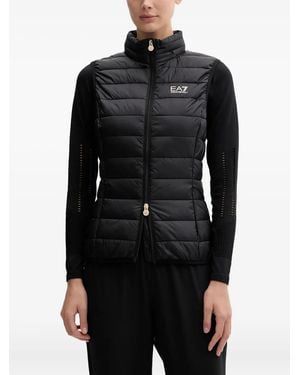EA7 Gefütterte Weste mit Reißverschluss - Schwarz