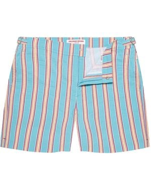Orlebar Brown Mid-Length Deckchair Stripe Swim Shorts - Blue