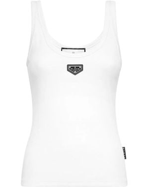 Philipp Plein Ribbed Tank Top - White