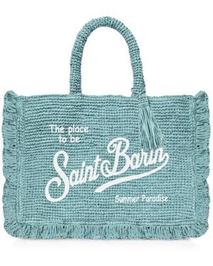 MC2 Saint Barth Volant Raffia Tote Bag - Blue