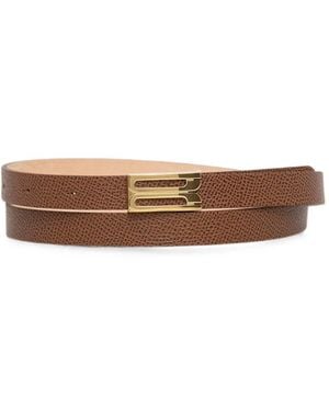Victoria Beckham Logo-Plaque Grained Belt - White