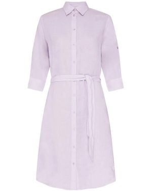 Vilebrequin Ludovie Belted Linen Shirt Midi Dress - Purple