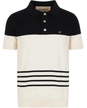 Valentino Garavani Vlogo Signature Striped Polo Shirt - Black