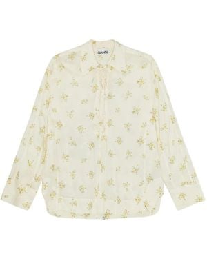 Ganni Floral-Print Blouse - White