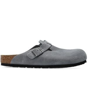 Birkenstock Boston Buckle-Fastening Suede Mules - White