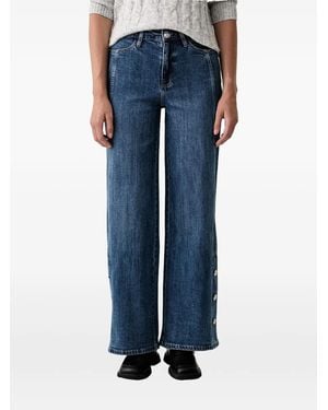 DKNY Button-Detail Wide-Leg Jeans - Blue