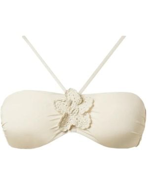Twinset Bandeau Bikini Top With Crochet Brooch - Natural