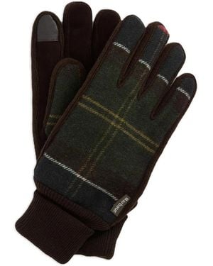Barbour Hackney Tartan Mixed Media Touchscreen Gloves - Black