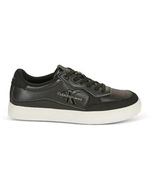 Calvin Klein Grained-Texture Panelled Trainers - Black