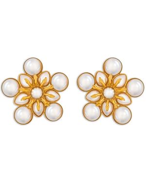 Oscar de la Renta Pendientes con diseño floral - Metálico