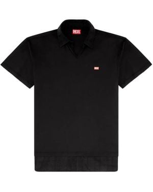 DIESEL チェック ポロシャツ - ブラック