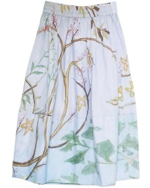 TALKING WALLS Juju Isola Blu Floral-Print Midi Skirt - Blue