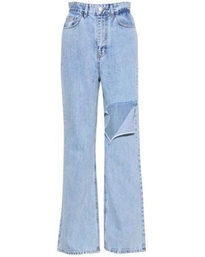 ROKH Jeans A Gamba Ampia Con Cut-Out - Blu