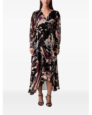 Joseph Ribkoff Abstract-Print Wrap Midi Dress - Black