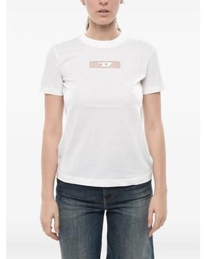 DIESEL Tulle-Detail Logo-Patch T-Shirt - White