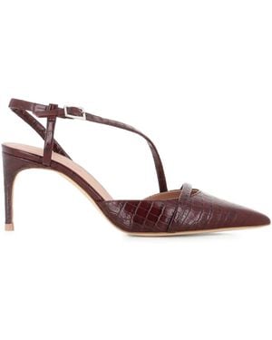 Malone Souliers 70Mm Valeria Crocodile-Embossed Pointed-Toe Court Shoes - Brown