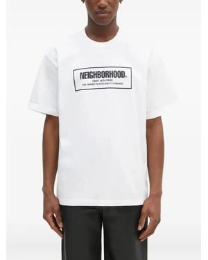 Neighborhood Logo-Print T-Shirt - White