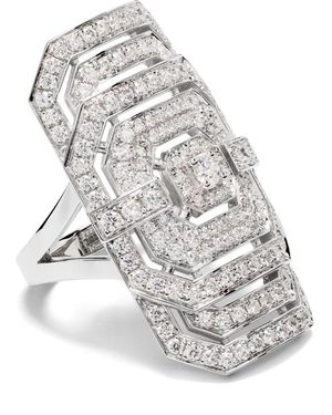 Statement Paris Anillo de cóctel Ring My Way XXL en plata de ley con diamantes - Blanco