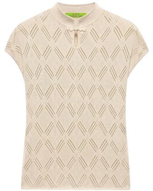 Shanghai Tang Openwork-Knit Frog-Fastening Top - Natural