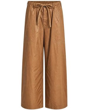 TRUE AVENUE Waxed-Effect Drawstring Trousers - Brown