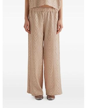 MEIMEIJ Elasticed-Waist Pattern Pants - Natural