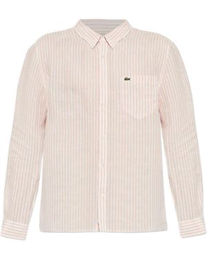 Lacoste Button-Down Striped Shirt - White