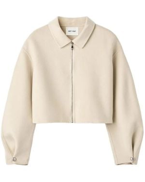 Soft Goat Zip-Up Cropped Jacket - Natural