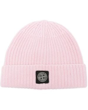 Stone Island Beanie mit Logo-Patch - Pink