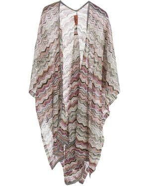 Missoni Zigzag-Knit Sequin-Embellished Cape - White