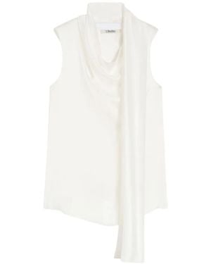 Max Mara Drape Sleeveless Blouse - White