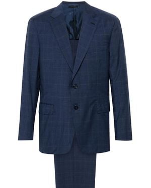 Brioni チェック シングルスーツ - ブルー