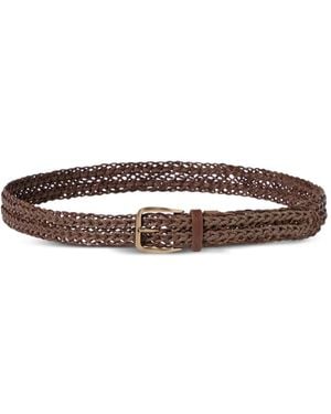 Brunello Cucinelli Braided Calfskin Belt - Brown