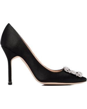 Manolo Blahnik Crystal-Embellished Heeled Pumps - Black