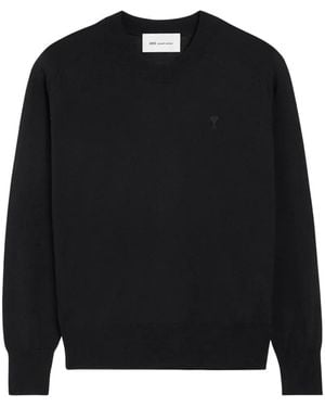 Ami Paris Pull Col Rond Ami De Coeur - Noir