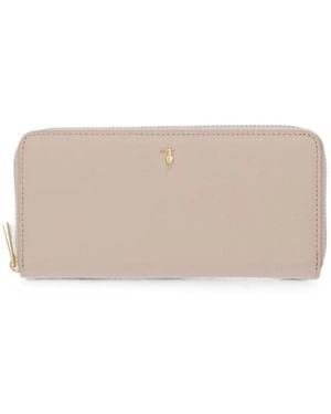 Trussardi Zip Emblem Wallet - Natural