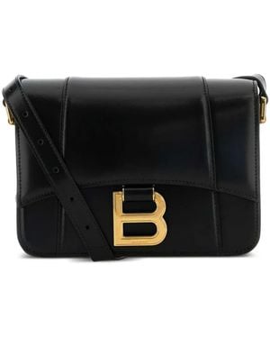 Balenciaga アワーグラス フラップ レザーバッグ - ブラック