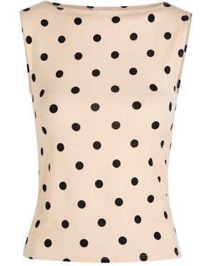 Reformation Polka Dot Boat-Neck Top - Natural